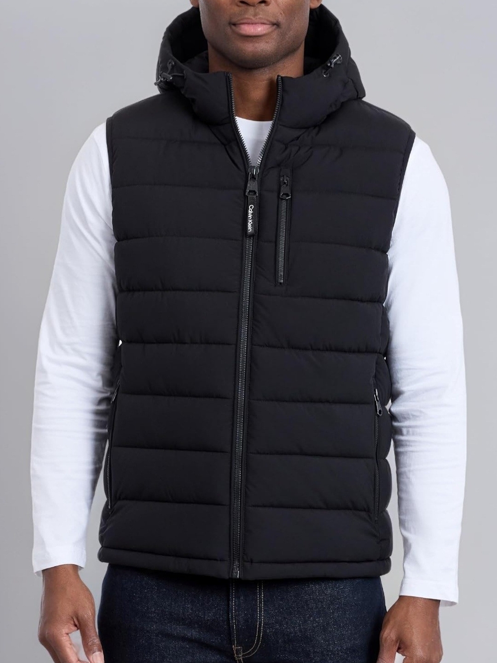 Calvin Klein Men's Quilted Hooded Vest - Charcoal - Picture 3 of 7